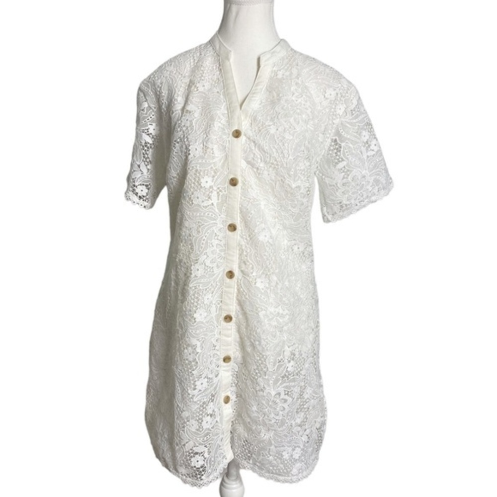 Amuse Society White Lace Short Sleeve Mini Dress